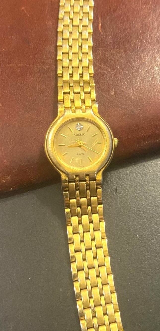 Women's VTG Gold Tone Adolfo Watch, Diamond Accent, Bracelet Band